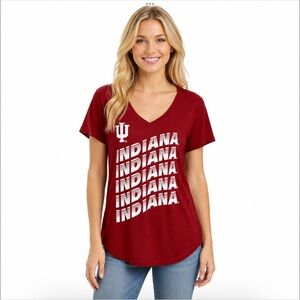 Indiana Hoosiers Womens T Shirt Plus Size 1X Klutch Red 3D Marquee Stripe Tee